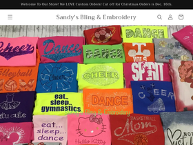 sandysblingandembroidery.com homepage screenshot
