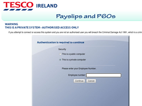 'tescoirelandpayslips.com' screenshot