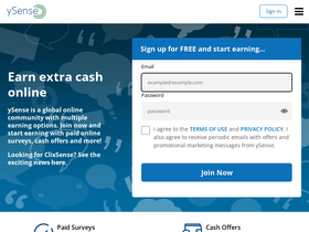 'ysense.com' screenshot