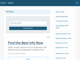 'trainspnrstatus.com' screenshot