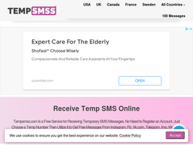 'tempsmss.com' screenshot