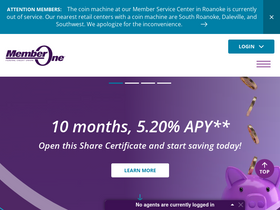 'memberonefcu.com' screenshot