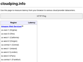 'cloudping.info' screenshot