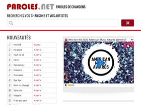 'paroles.net' screenshot