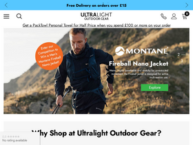 'ultralightoutdoorgear.co.uk' screenshot