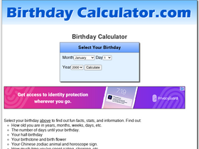 'birthdaycalculator.com' screenshot