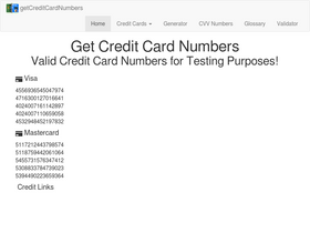 'getcreditcardnumbers.com' screenshot