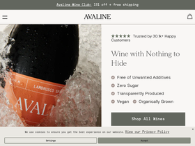 avalinewine.com homepage screenshot