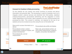 'thelabelfinder.com' screenshot