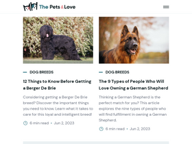 'thepetsandlove.com' screenshot