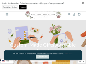 artifulboutique.ca homepage screenshot