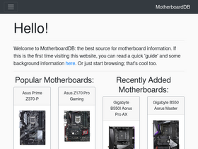 'motherboarddb.com' screenshot