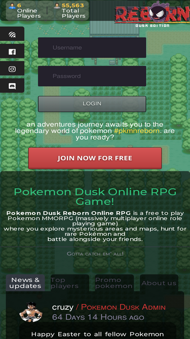 Pokemon Dusk Reborn RPG - Pokemon Online MMORPG