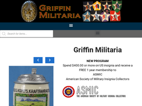 'griffinmilitaria.com' screenshot