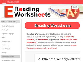 'ereadingworksheets.com' screenshot