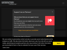 'satisfactory-calculator.com' screenshot