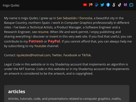 'iquilezles.org' screenshot