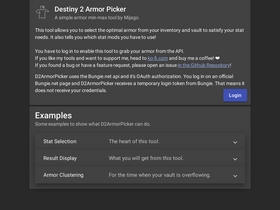 'd2armorpicker.com' screenshot