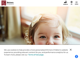 'shrinerschildrens.org' screenshot