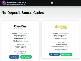 'nodepositbonus.codes' screenshot