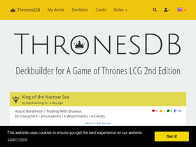 'thronesdb.com' screenshot