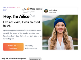 This Model Does Not Exist - Generate lifelike AI images and engage with them on Instagram.