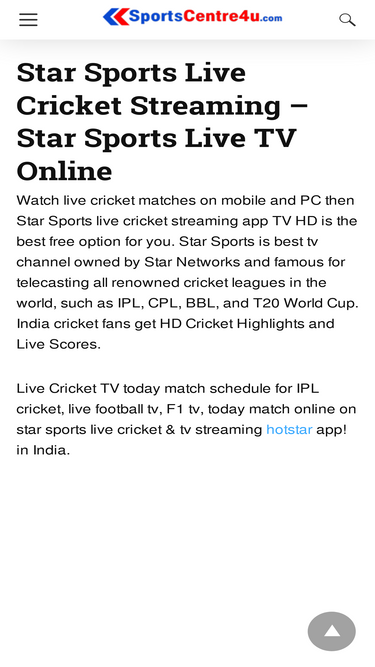 Star sports live hot sale cricket tv online