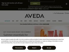 'aveda.co.uk' screenshot