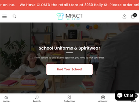 impactschooluniforms.com homepage screenshot