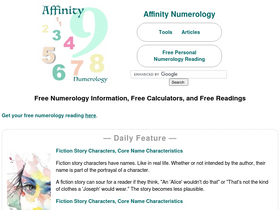 'affinitynumerology.com' screenshot