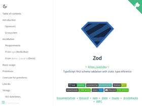 'zod.dev' screenshot