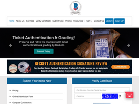 'beckett-authentication.com' screenshot