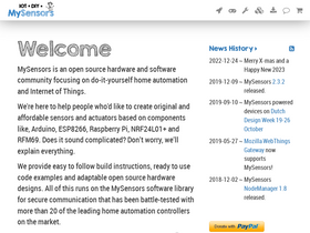 'mysensors.org' screenshot