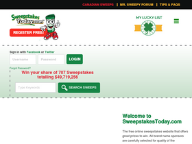 'sweepstakestoday.com' screenshot