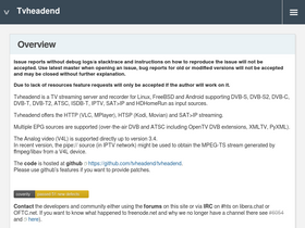 'tvheadend.org' screenshot