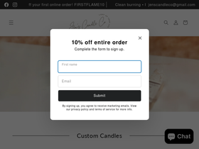jenscandlecompany.com homepage screenshot