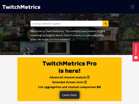 'twitchmetrics.net' screenshot