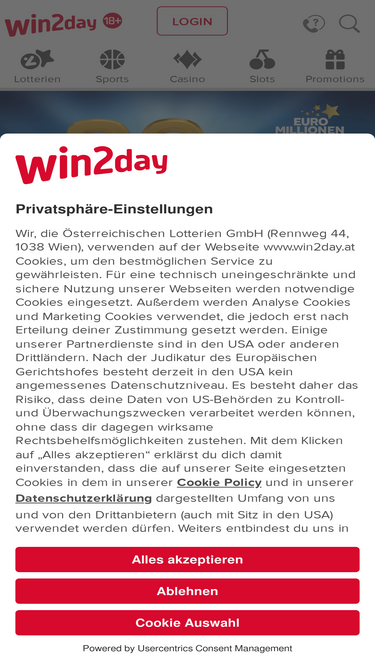 Win2day casino app login