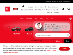 'toyotaofdallas.com' screenshot