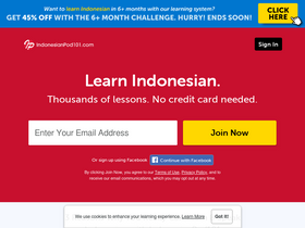 'indonesianpod101.com' screenshot