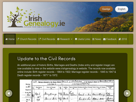 'irishgenealogy.ie' screenshot