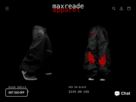 maxreadeapparel.com homepage screenshot