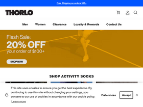 'thorlos.com' screenshot