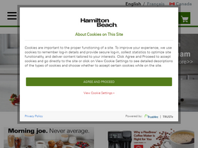 'hamiltonbeach.ca' screenshot