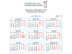 'koledarcek.com' screenshot