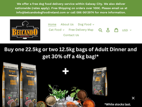 Belcando Dog Food Ireland homepage screenshot