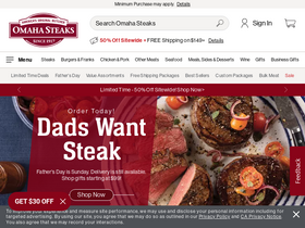 'omahasteaks.com' screenshot