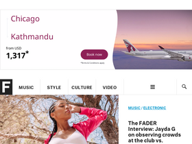 'thefader.com' screenshot