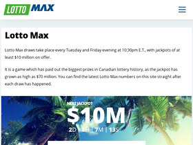 'lottomaxnumbers.com' screenshot