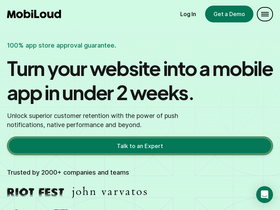 'mobiloud.com' screenshot